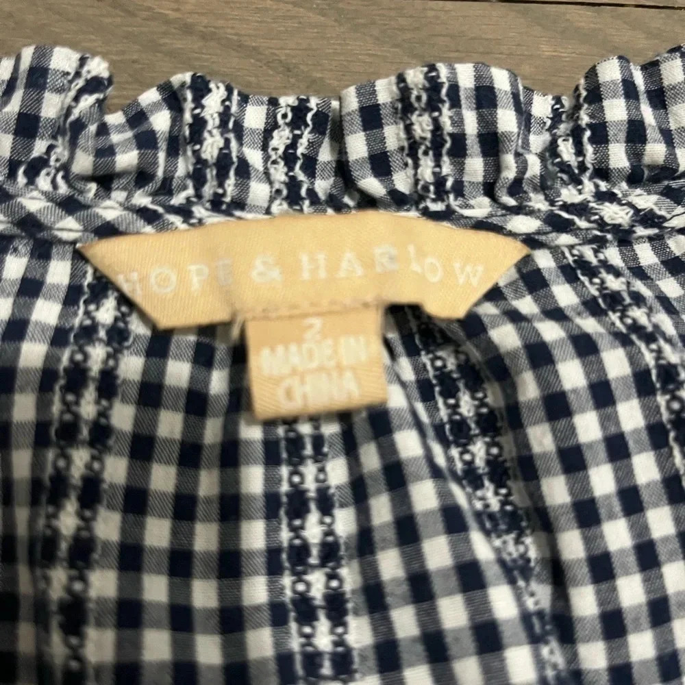 Hope & Harlow Navy White Gingham Dress. Size 2 - Picture 7 of 7